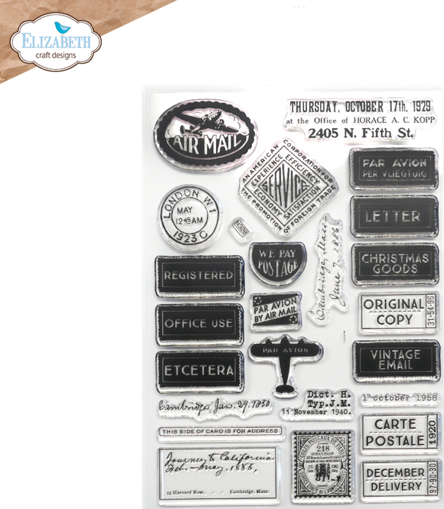 Elizabeth Craft Designs Correspondence From The Past 2 Stamp Set